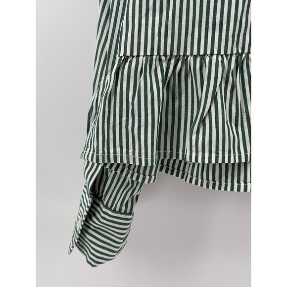 GAP Women's Green-White Striped Ruffle Hem Button-Up Long Sleeve Top SZ S - Picture 7 of 10